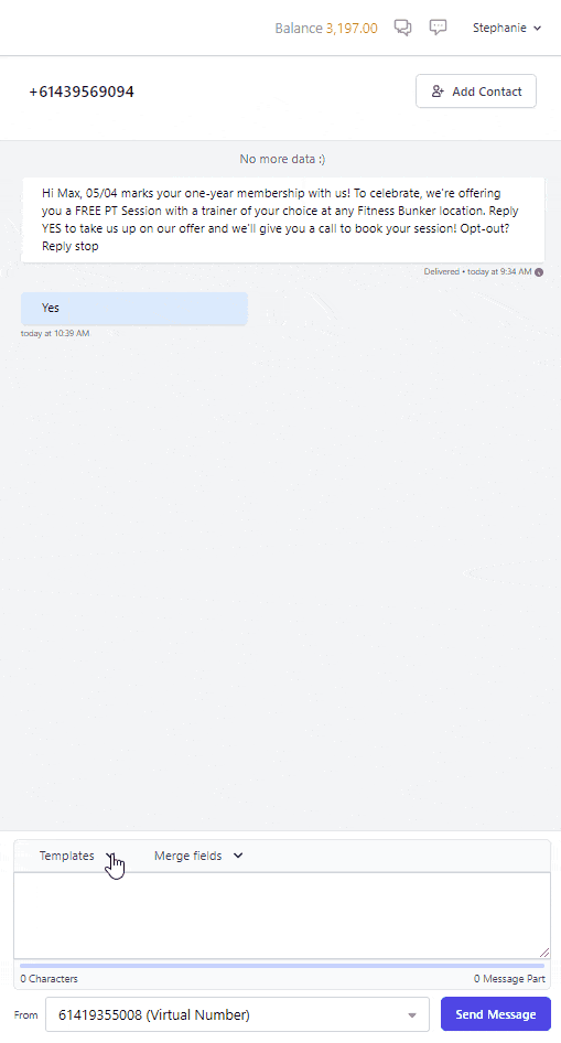 touchSMS SMS Chat